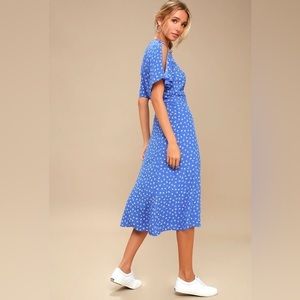 Lulu’s - Blue Ditsy Wrap Dress